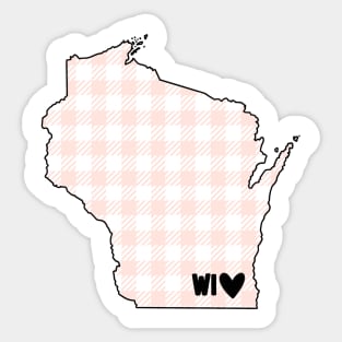 USA States: Wisconsin (pink plaid) Sticker